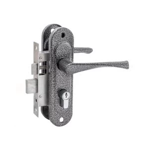 Замок врезной цилиндровый с защёлкой в комплекте с ручкой ЗВ4-50.01 (серебро), 5 кл.