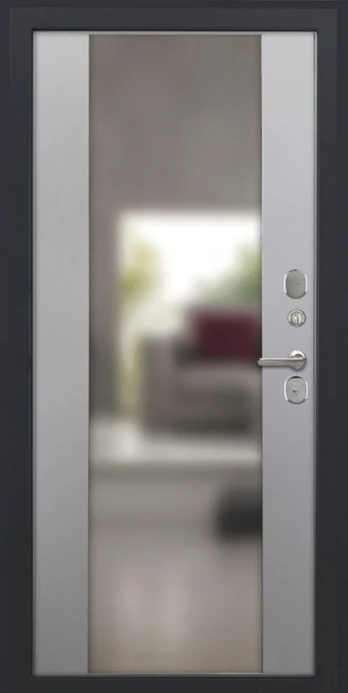 Входная дверь ДвериПРО L-45 Алиса (16мм, ПВХ софт грей, зеркало) DPRO197892 внутренняя сторона