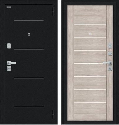 Дверь Браво Техно/BChrome Букле черное/Cappuccino Melinga